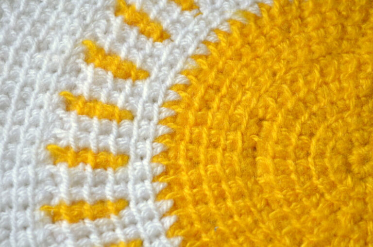 Tunisian crochet sun blanket square pattern Yarnandy