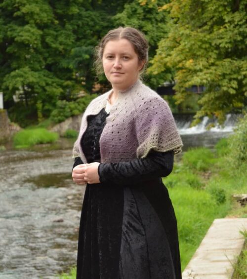 Fluorite capelet Tunisian crochet pattern 1