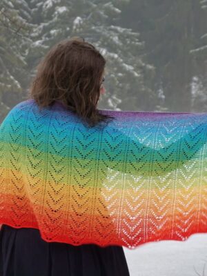 Tunisian crochet lace shawl pattern - rainbow wrap 4