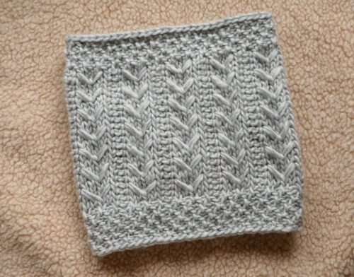 Tunisian crochet textured cowl in chunky wool roving-style yarn adult size