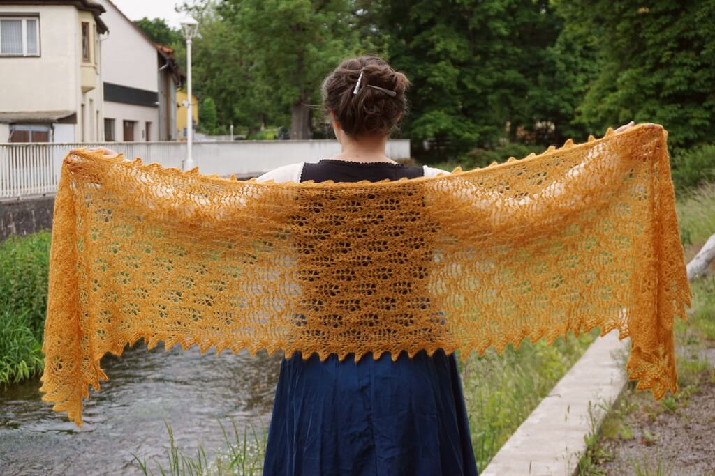 Wheat fields – Tunisian crochet lace rectangle shawl pattern