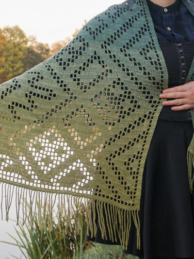 Poiana filet gradient shawl crochet pattern