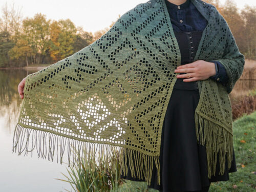 Poiana filet gradient shawl crochet pattern